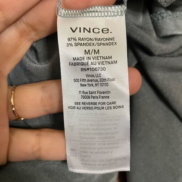 Vince Gray V Neck Maxi Sweater Dress Classic Short Sleeve Size Medium Knitted - Picture 9 of 11